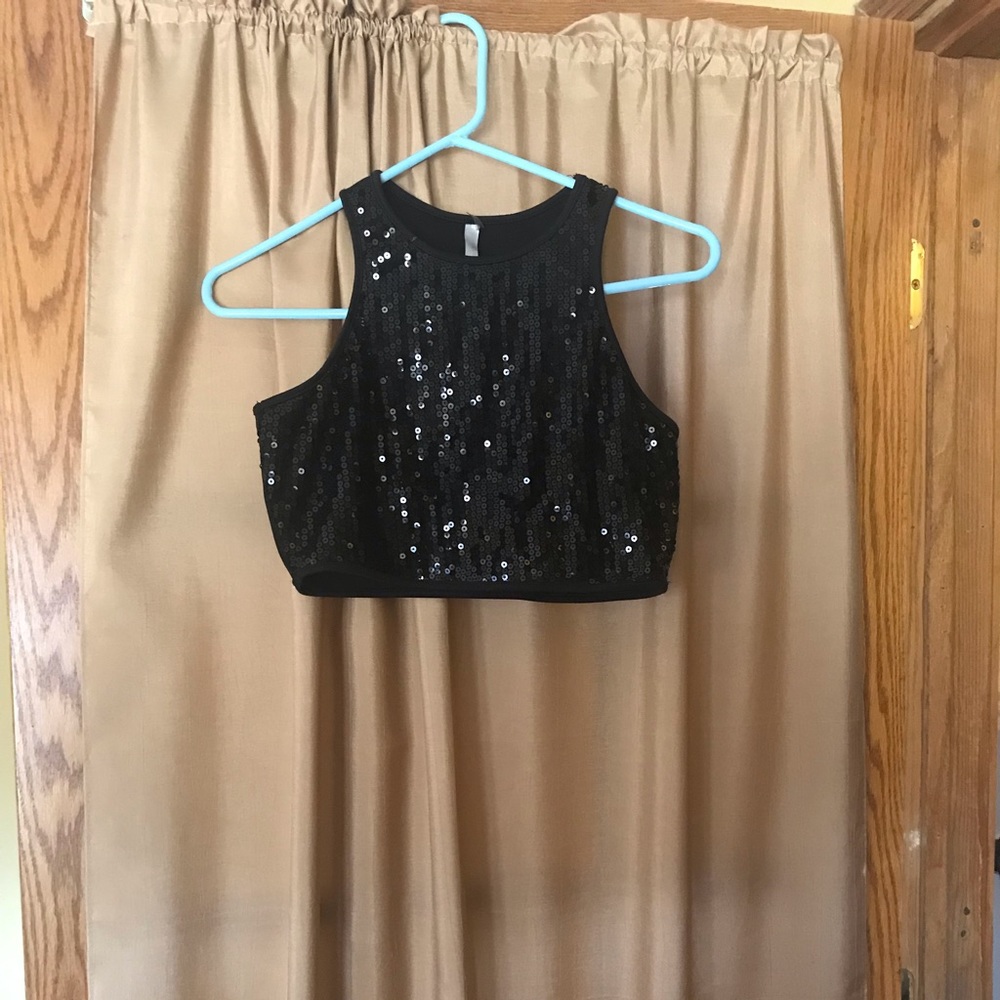 👑 SALE💥Black sequin crop top, Small